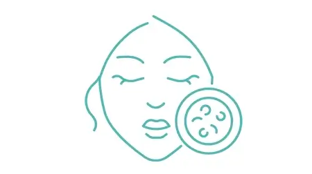 Woman face graphic to illustrate skin concerns and skin care services